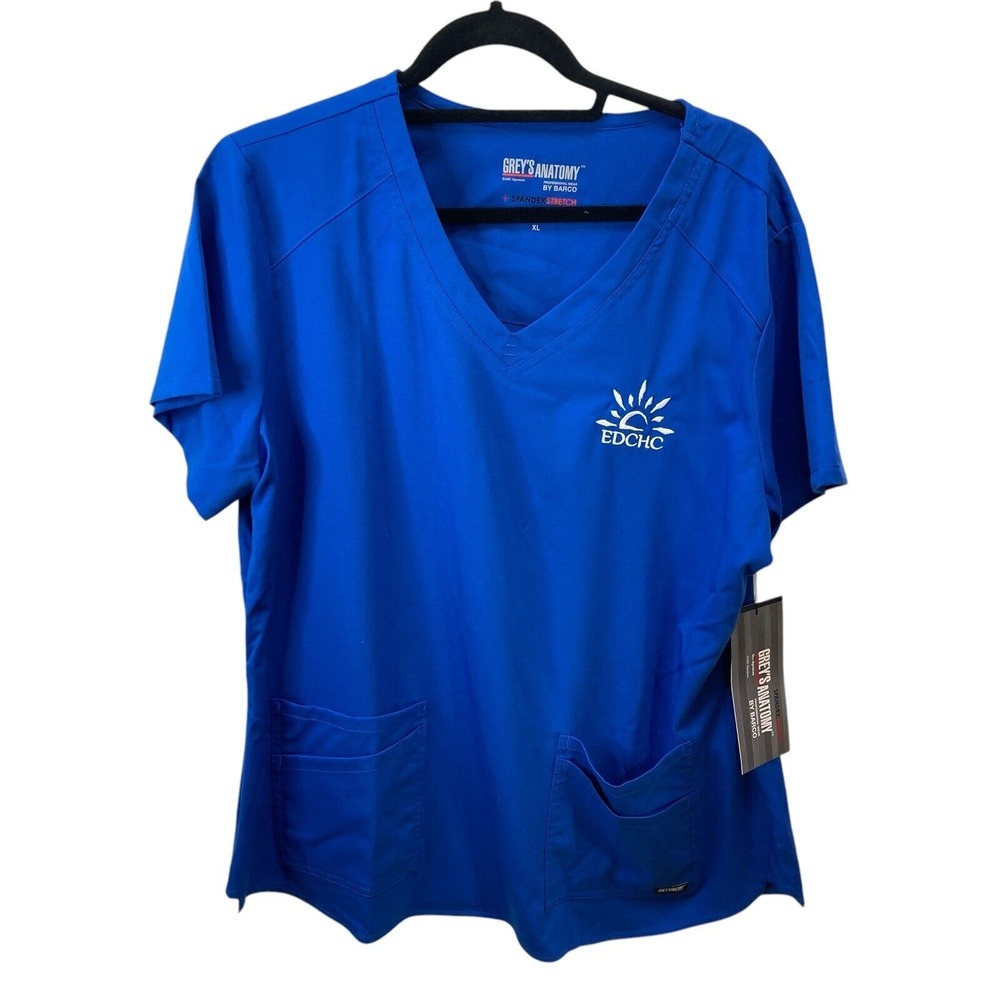 Grey's Anatomy Barco XL Stretch Short Sleeve Medical‎ Scrub Women's Royal Blue